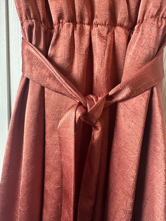 House of Harlow 1960 Copper Rust Satin Wrap Mini Dress - Picture 2 of 8